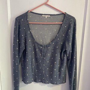 Z Supply blue polka dot scoop neck henley medium